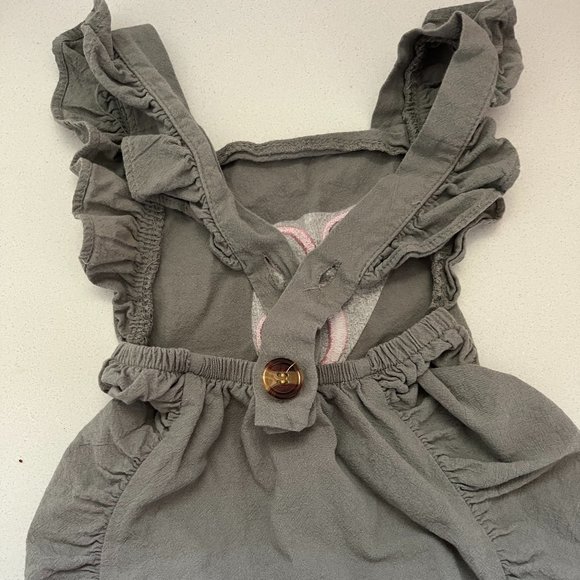 Baby Girl E Monogrammed Gray and Pink Romper - Picture 3 of 3